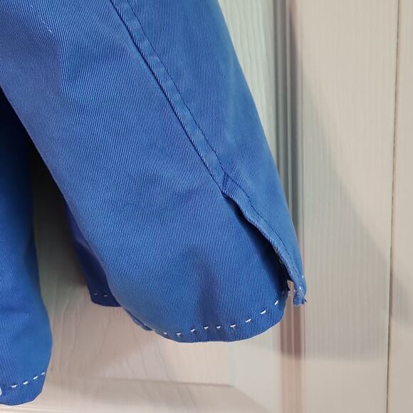 Old Navy Womens Blue Single Button Blazer Size XL Pockets Distressed 3/4 Sleeves - Picture 4 of 15